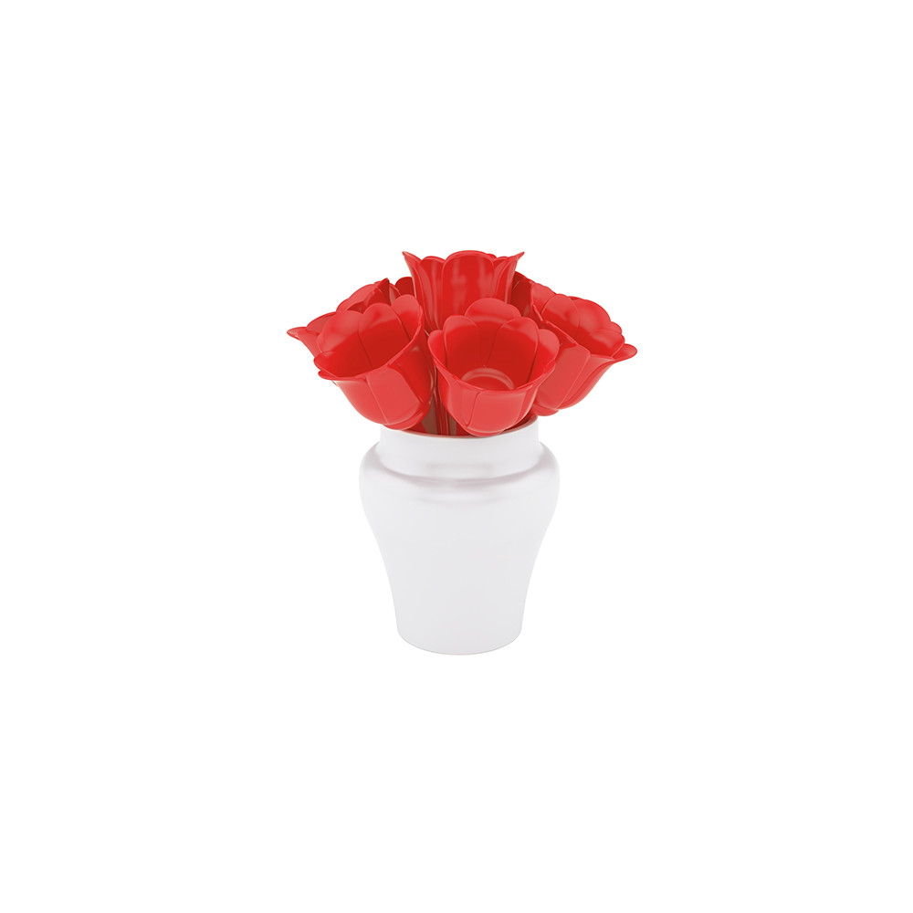 PARTY - Set de 7 piques à cocktail Fleurs 8 cm - rouge