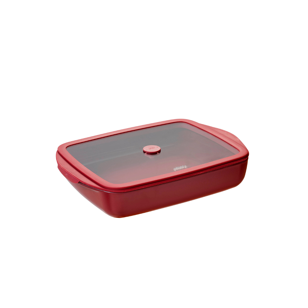 Plat à Four Rectangle en Verre et son couvercle en Verre - 1.6 L - Rouge Grenat