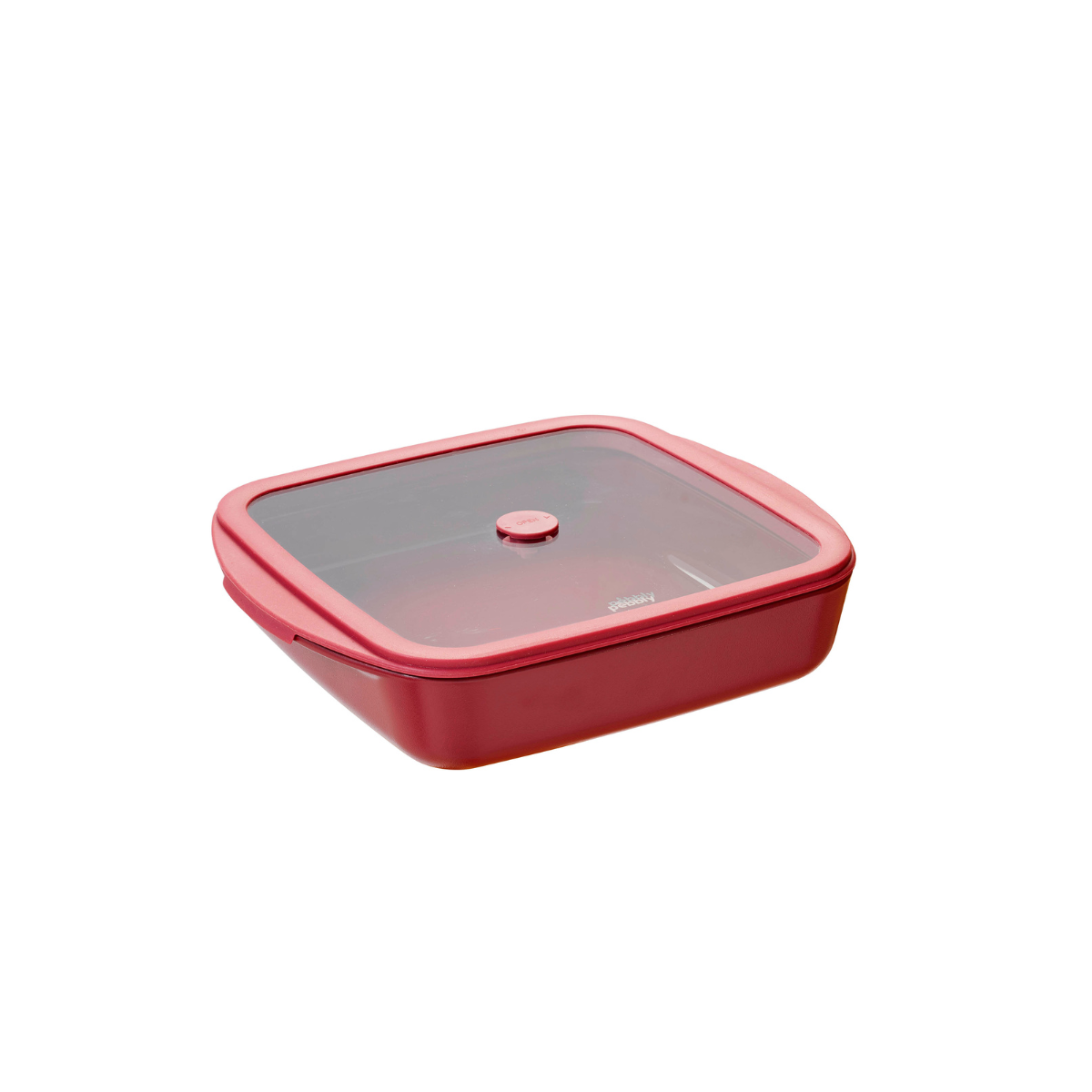 Plat à Four Carré en Verre et son couvercle en Verre - 1.6L - Rouge Grenat
