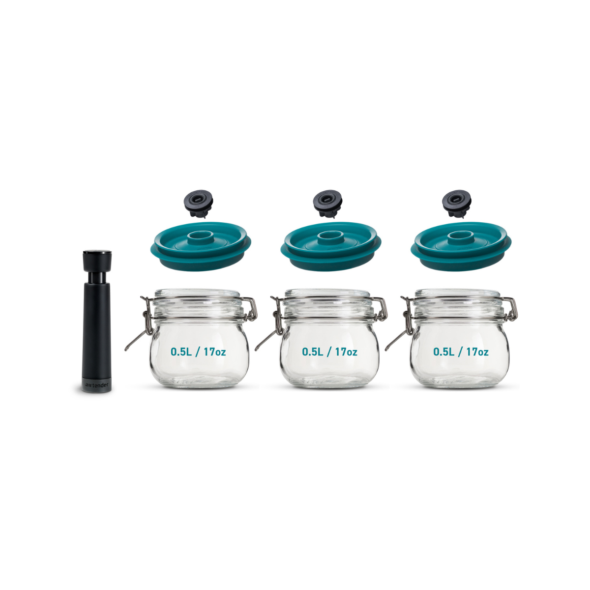 Kit de Mise Sous-Vide pour Bocaux + 3 Bocaux Kilner® 0.5L