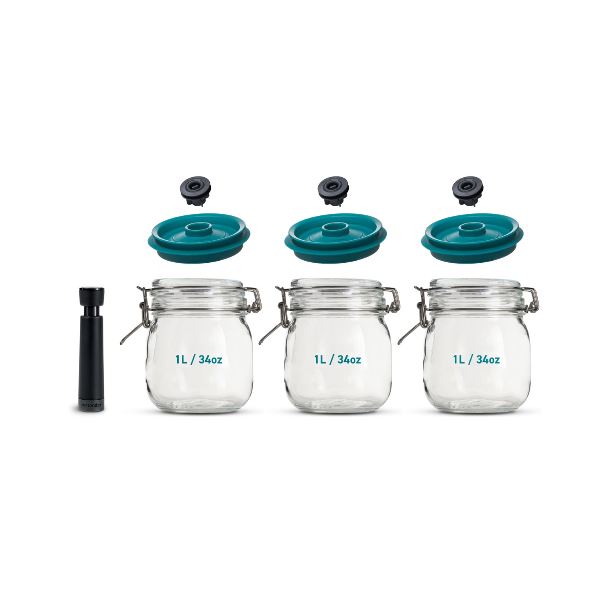 Kit de Mise Sous-Vide pour Bocaux + 3 Bocaux Kilner® 1L