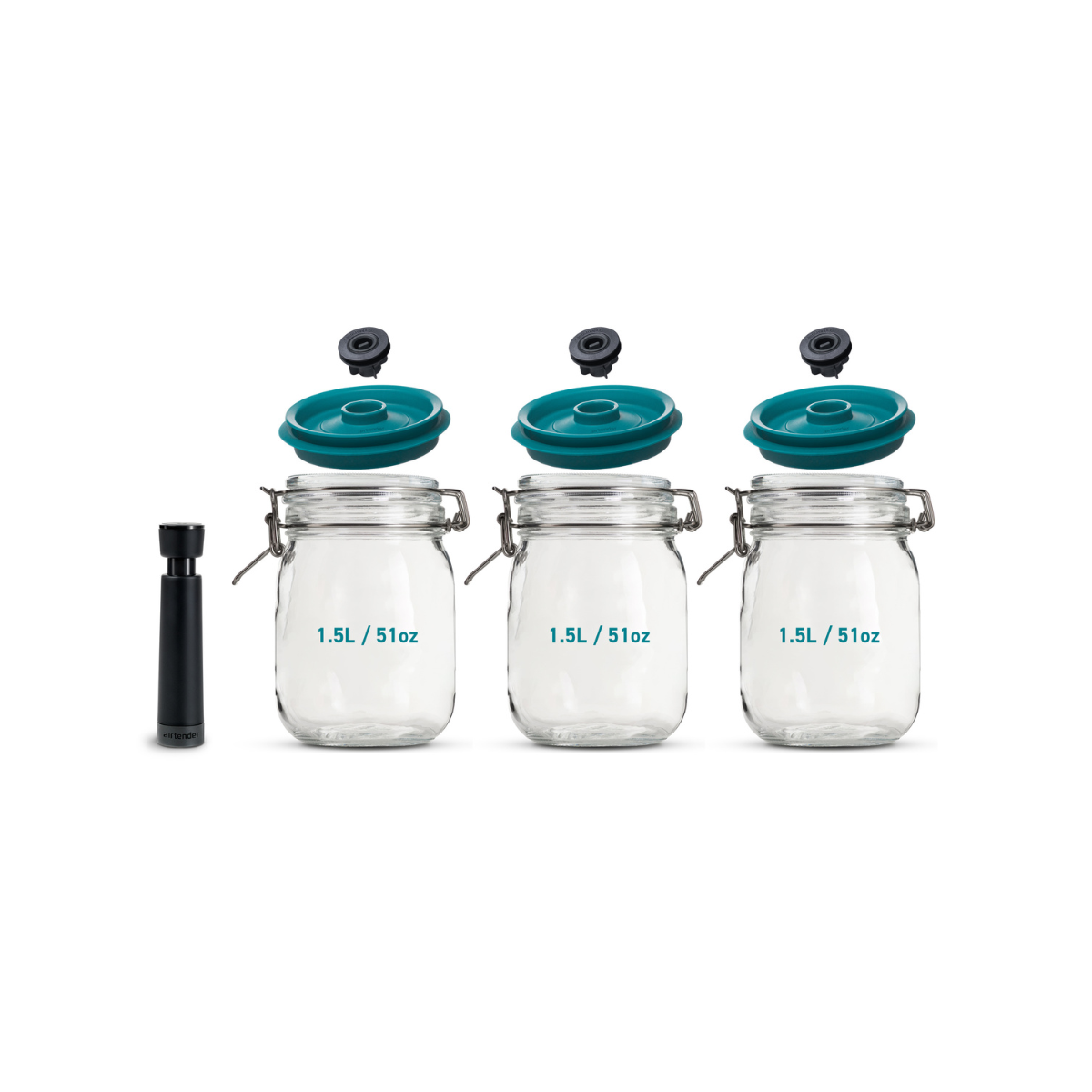 Kit de Mise Sous-Vide pour Bocaux + 3 Bocaux Kilner® 1.5L