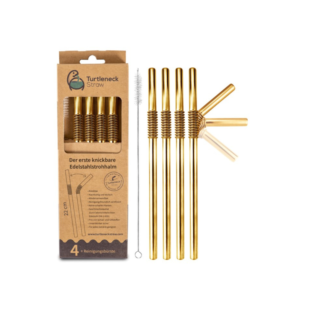 Coffret de 4 pailles pliables + brosse de nettoyage