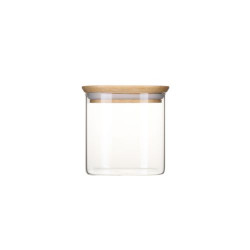 Boite en verre carré avec couvercle en bambou - 800 ml