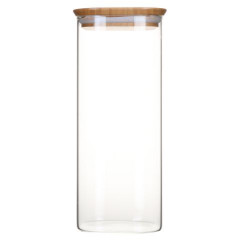 Boite en verre carré avec couvercle en bambou - 2,2 L